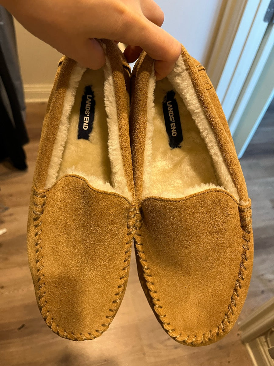 Lands' End Men's Suede Moccasin Slippers