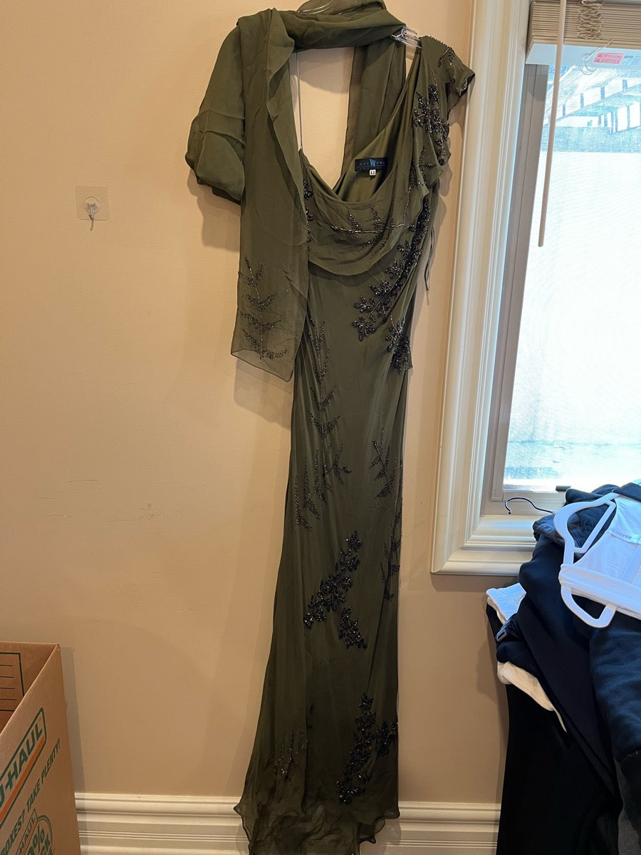 Sue Wong Olive Green Evening Dress