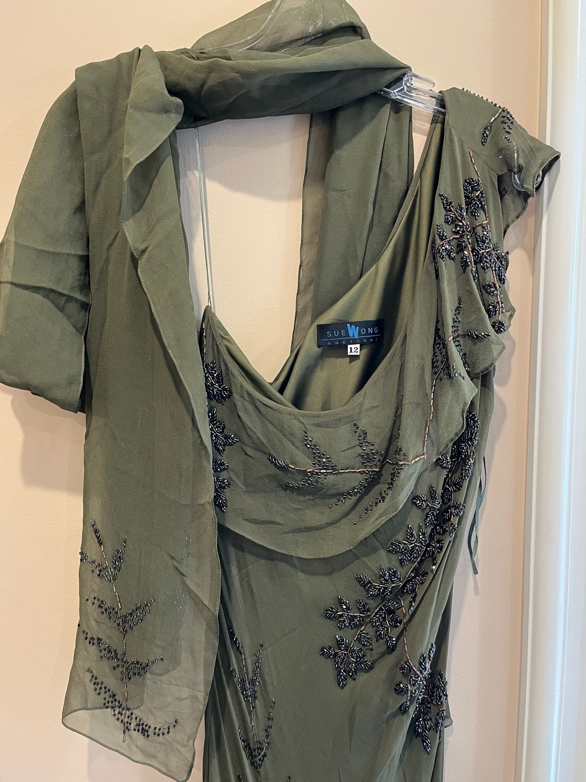Sue Wong Olive Green Evening Dress